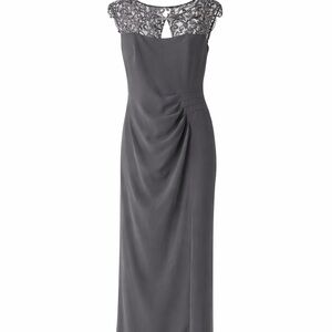 Marina Grey Lace shoulder formal gown size 12